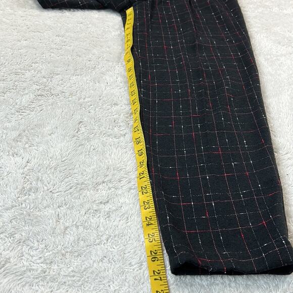 Vintage wool blend black check mark pleated front tapered dress pants, size 11 - Picture 6 of 8